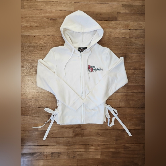 Harley-Davidson White Hoodie with Graphic Design - Picture 2 of 6